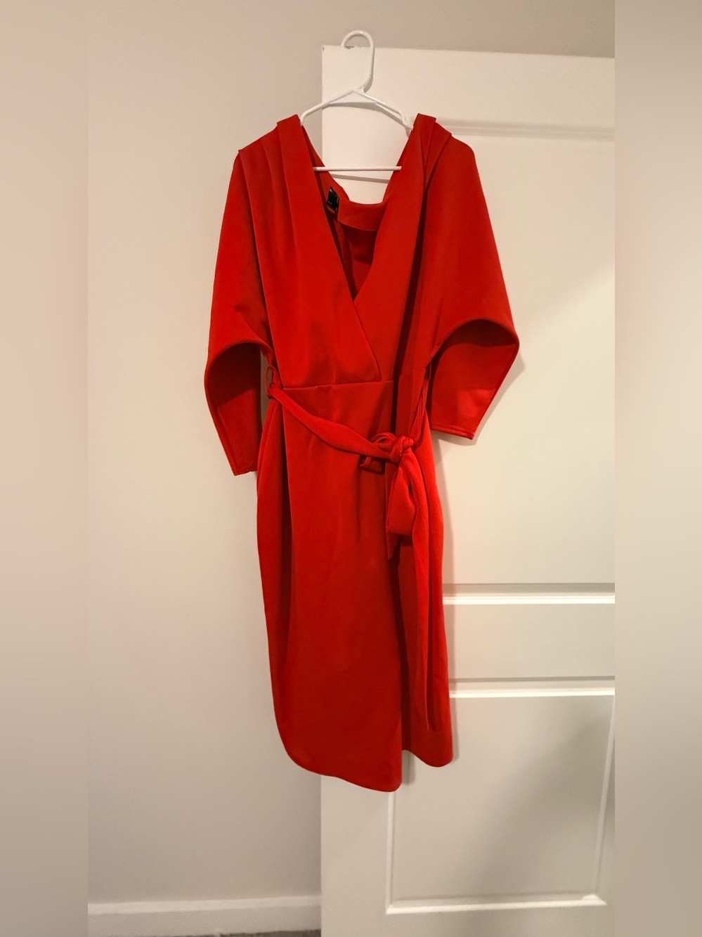 ASOS Red Wrap Dress with Waist Tie